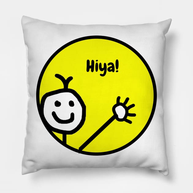 Cute Waving Funny Cartoon Smiling Face Hiya Pillow by Michelle Le Grand