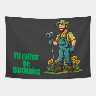 Cartoon design of a male gardener with humorous saying Tapestry