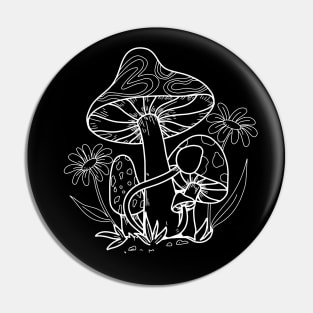 Line Art Design Mushroom Pin