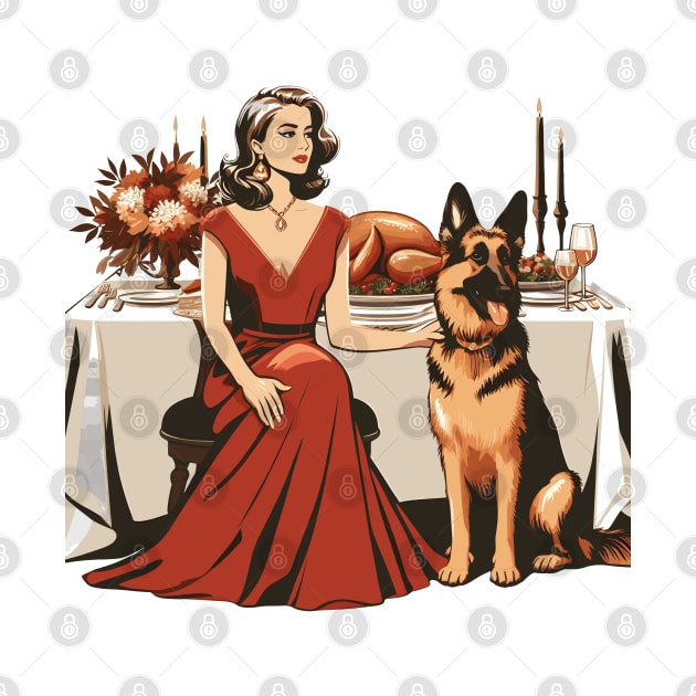 Lady And German Shepherd Thanksgiving by Graceful Designs