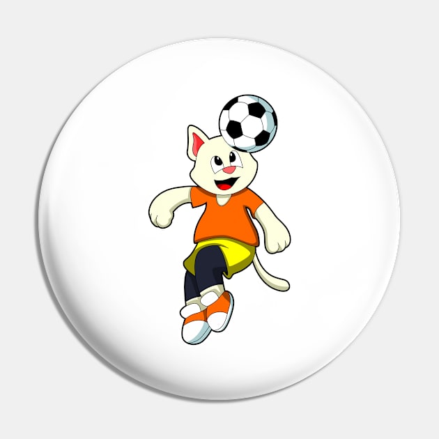 Cat at Sports with Soccer Pin by Markus Schnabel