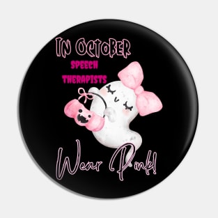 In October Speech Therapists wear Pink Pin