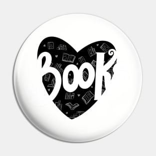 Book lover - black and white Pin