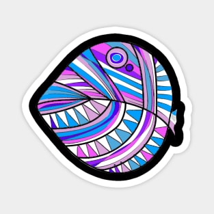 Mazipoodles New Fish Head Leaf White Purple Blue Distressed Magnet