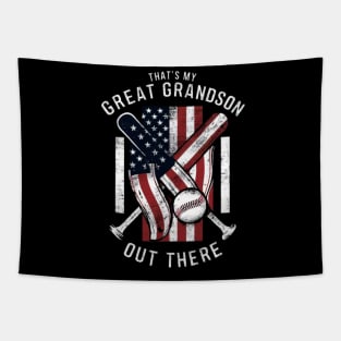 That's My Great Grandson Out There Grandma Baseball and Softball Women Gifts Tapestry