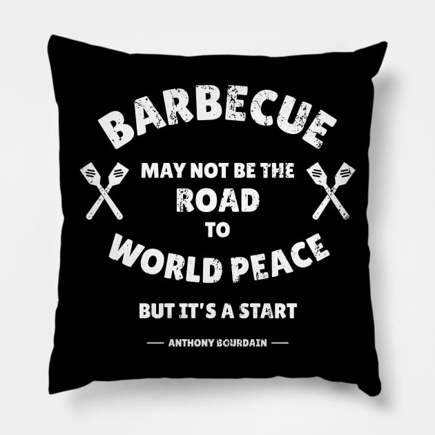 Anthony Bourdain Barbecue Wisdom Pillow by NeonSunset