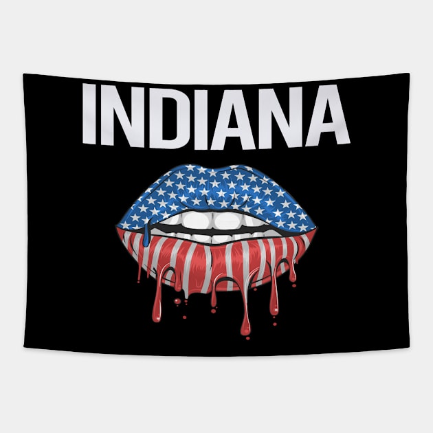 USA Flag Lips Indiana Tapestry by rosenbaumquinton52