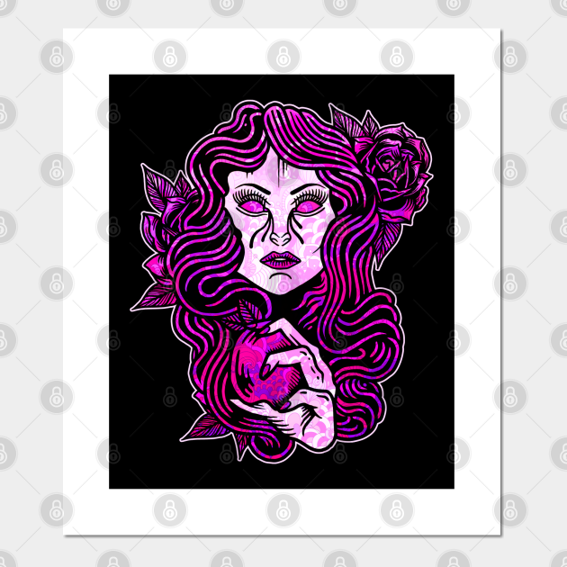 Scary Halloween Witch with Apple Vintage Tattoo Flash American Traditional - Medusa - Posters and Art Prints | TeePublic Scary Halloween Witch with Apple Vintage Tattoo Flash American Traditional - Medusa - Posters and Art Prints | TeePublic