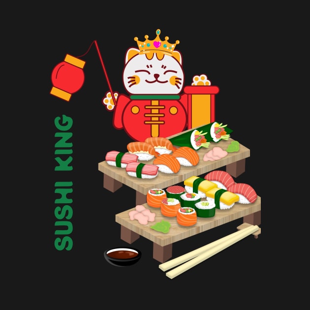 THE CAT KING OF SUSHI - FUNNY GIFTS by PJ-Shop