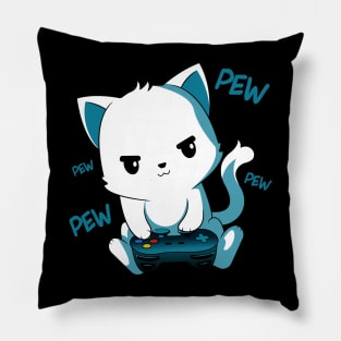 Gamer Cute Cat Kawaii Kitten Gaming Video Games Pillow
