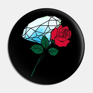 Diamond and rose Pin