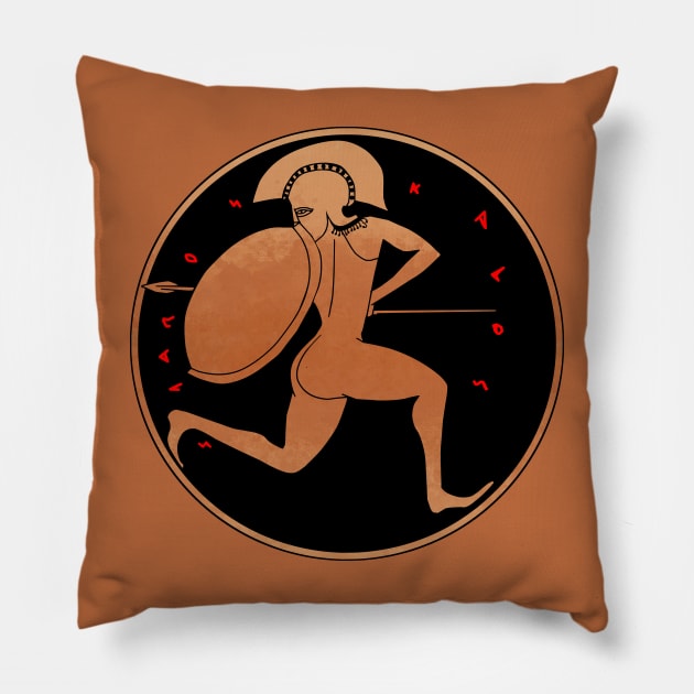 Greek warrior running Pillow by Mosaicblues