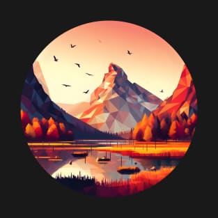 Low Poly Autumn Mountain and Lake T-Shirt