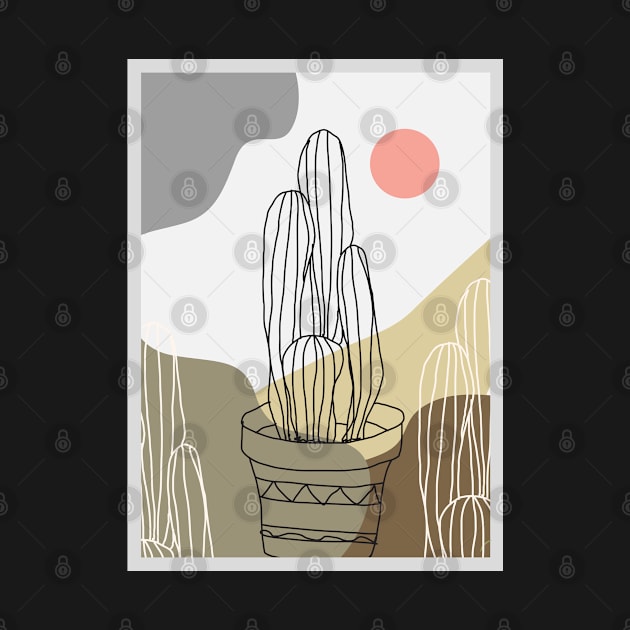 Abstract Desert Cactus Minimalist Art by SSSD