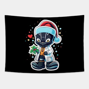 Christmas Super Hero Stylized Dark Defender Cartoon Tapestry