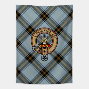 Clan Bell Crest over Tartan Tapestry