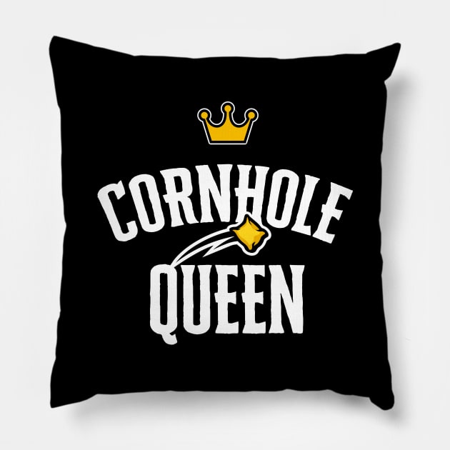 Cornhole Queen Shirt Funny Bean Bag Sack Toss Tournament Winner Pillow by Happy Lime