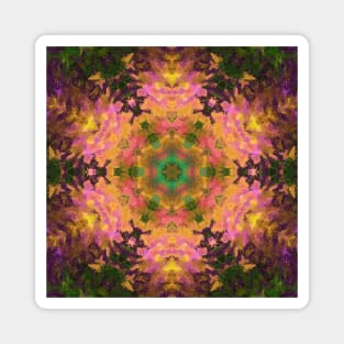 Digital Mandala Pink Yellow and Green Magnet