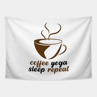 Coffee Yoga Sleep Repeat Tapestry