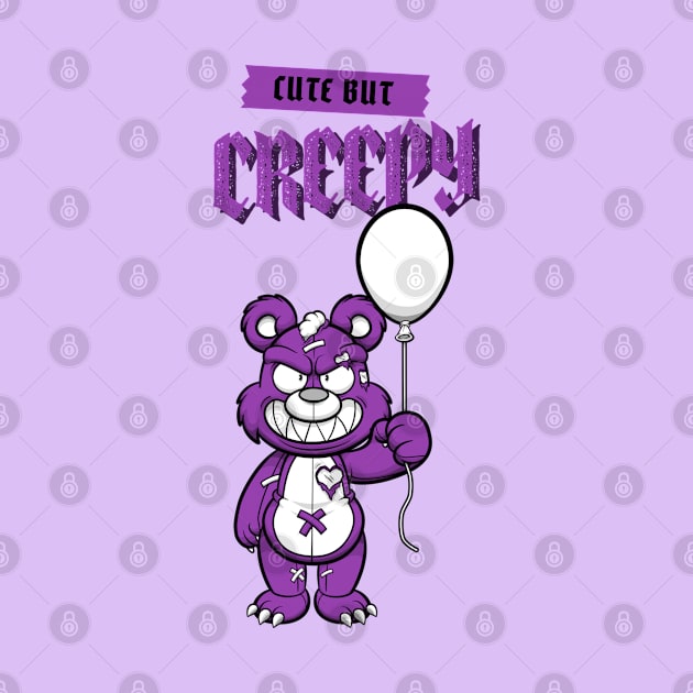 Cute but Creepy, Funny bear with a balloon design by Laiss_Merch 