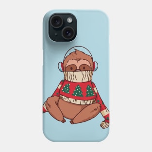 Merry Slothmas // Funny Cartoon Sloth in Christmas Sweater Phone Case