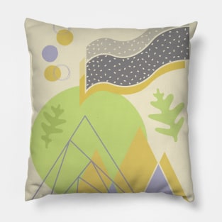 Abstract Geometric Scene - Triangles Circles Pillow