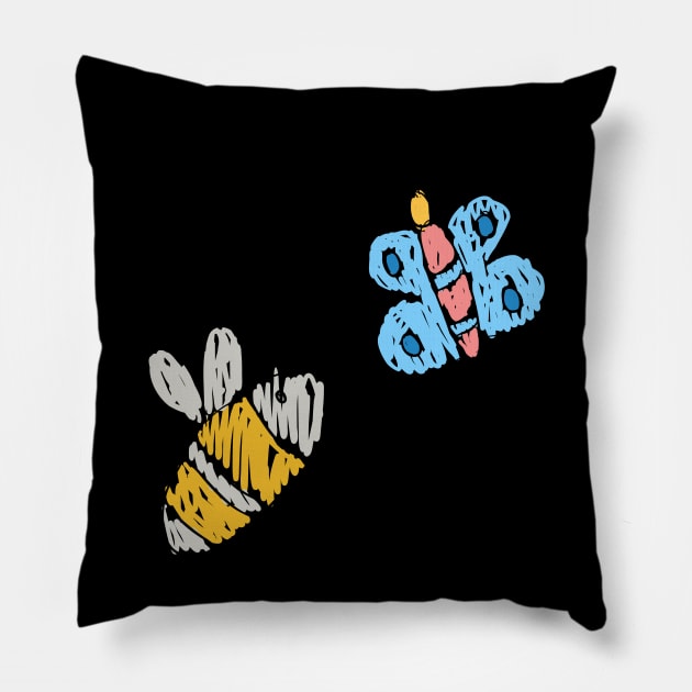 Bees & Butterflies Pillow by Art by Ergate