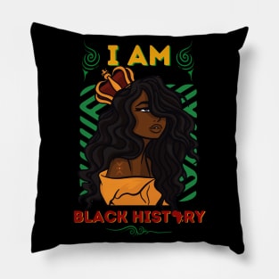 I Am Black History Melanated Queen Pillow