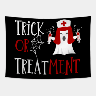 Trick or treatment funny Nurse Halloween ghost in Nurse hat design Tapestry