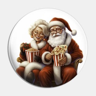 Santa Claus and his Mrs. Claus on white background Pin