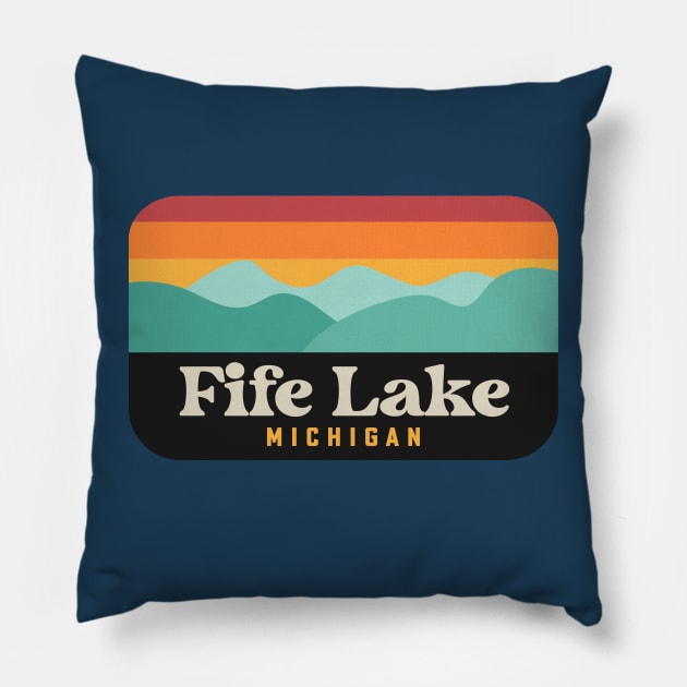 Fife Lake Michigan Grand Traverse County Fishing Pillow by PodDesignShop