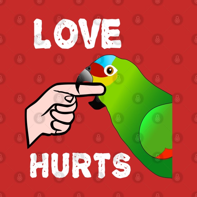 Love Hurts Red Lored Amazon Parrot Biting by Einstein Parrot