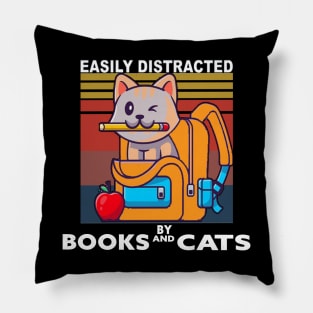 Easily distracted by cats and books Pillow