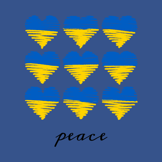 Ukrainian Flag color hand drawn heart, Peace for Ukraine by RenattaZare