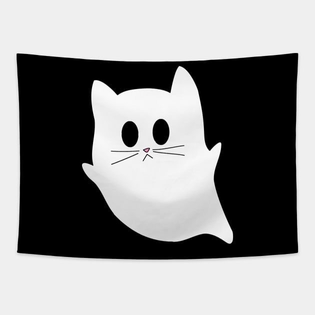 Spooky Cute Ghost Cat Tapestry by ECMazur