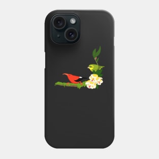 Hawaiian birds 4 - Parrotbill and iiwi Phone Case