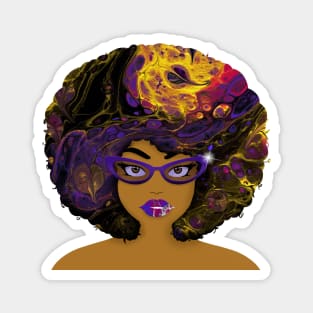 Galaxy Girl Purple Afro Magnet