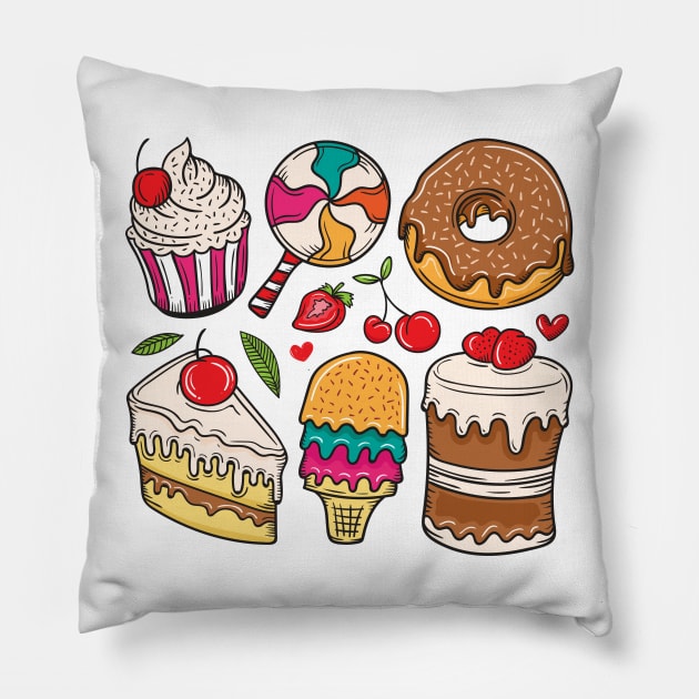 Sweets Dessert Collection Pillow by Mako Design 