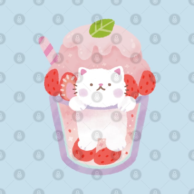 Strawberry Dessert  Cat by Figberrytea