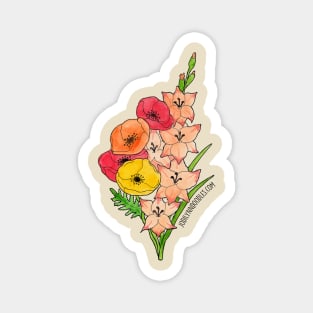 August Birth Flower - Poppies and Gladiolus Magnet