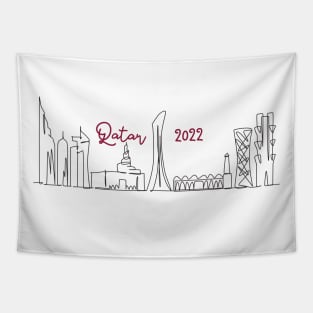 Qatar 2022 - Doha Skyline - Maroon Tapestry