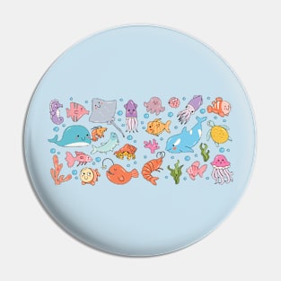 Cute Ocean Life Doodles Pin