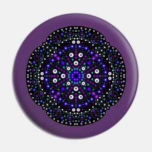 Black & Blue Rounded Mandala Pin