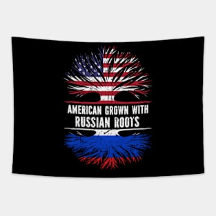 American Grown with Russian Roots USA Flag Tapestry