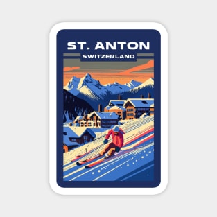 A Vintage Travel Art of St Anton - Switzerland Magnet