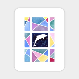 Dolphin with colorful abstract background Magnet