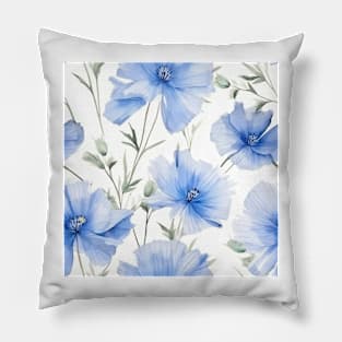 Watercolor Wildflower Chicory Flowers Pattern Pillow