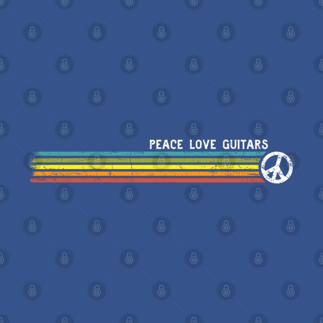 PEACE LOVE GUITARS Retro Rainbow Stripes by Jitterfly