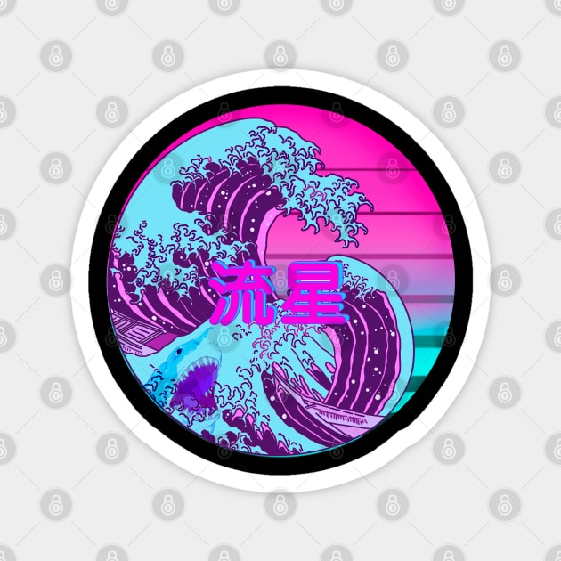 Great Vaporwave Shark off Kanagawa Magnet by zody