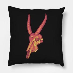 Neon Antelope Skull Pillow